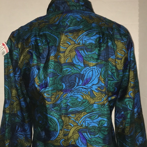 Vintage Silky Abstract Notations Secretary Blouse - Picture 5 of 7